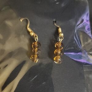 Elegant Gold and Brown Dangle Earrings